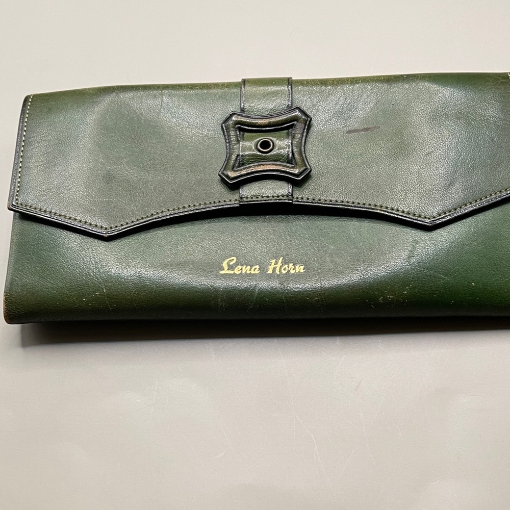 Princess Gardner Steerhide Green Lena Horn Wallet with Kisslock Vintage